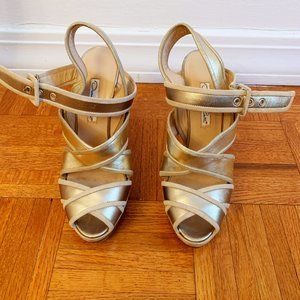 Oscar de la Renta  Gold metallic leather Espadrill